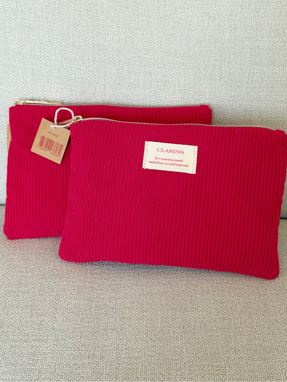 Set of 2/Clarins Red Cosmetic Pouch
